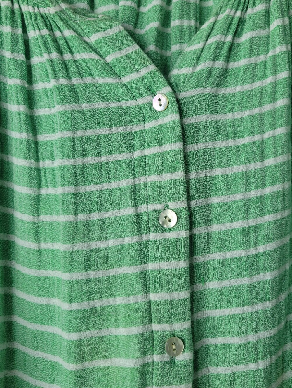 J. Jill Womens Size XL 100% Cotton Striped Button Up Seaglass/Mint Green - Picture 4 of 8